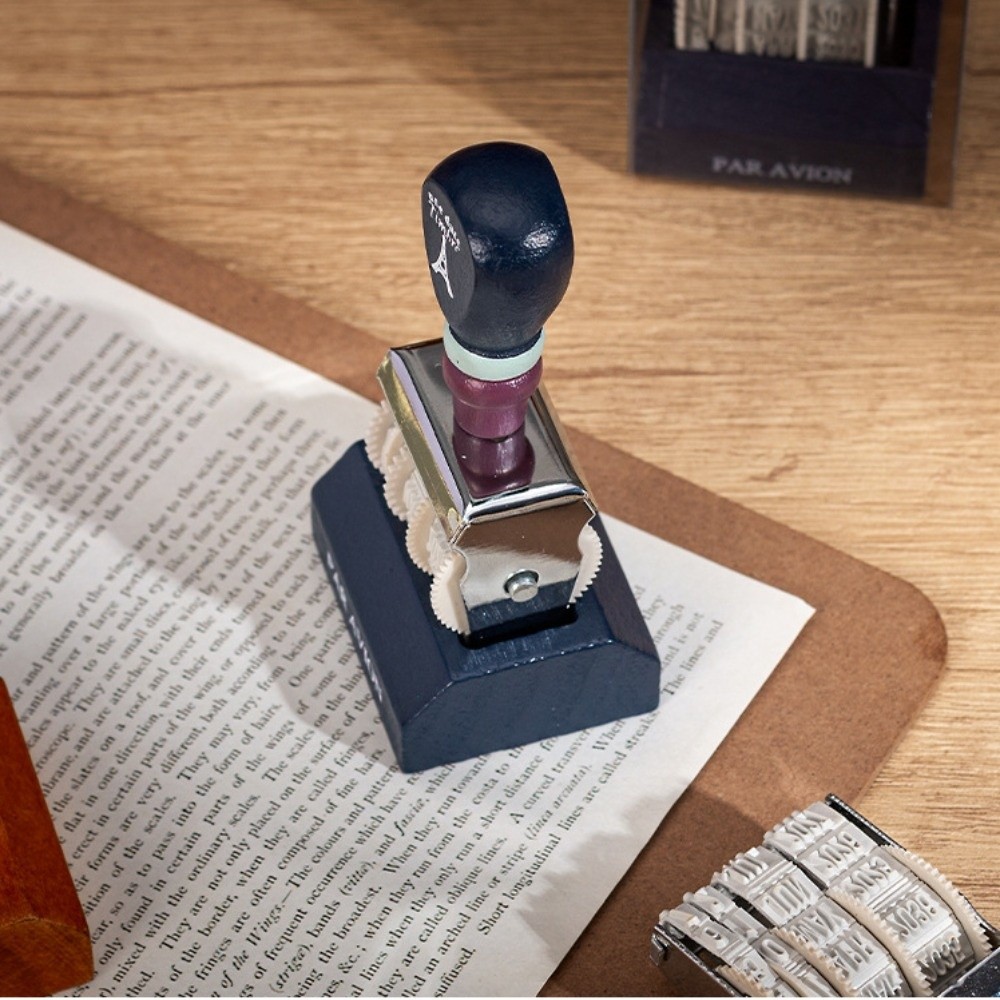 レトロ木製ローラー日付シール木製ハンドル調整可能な日付調整可 - Rubber Date Stamp のレビューと価格